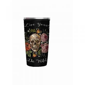 Chic Skulls‑Cup: Bambus‑Edelstahl‑Slide‑Mikrobecher to go