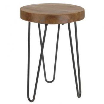 Tabouret décoratif en métal et bois