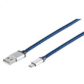 S/CONN maximum connectivity USB-Ladekabel A Stecker auf Micro B, blau 0,3m