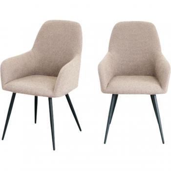 Fauteuils de table beige en tissu bouclette