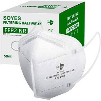 SOYES 50-Pack White FFP2 PM2.5 Masks – EN 149:2001+A1:2009 5-Layer Respir