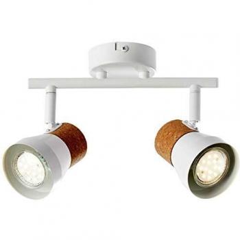 Lampe Moka Tube à spots 2 ampoules Blanc mat/marron avec échelle A+