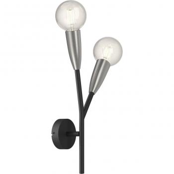 Applique murale à 2 lampes Lucande Carlea, noir-nickel