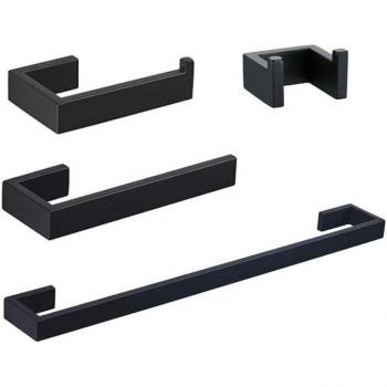 4-Piece Matte Black Bathroom Accessories Kit
