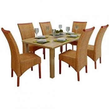 VidaXL 6 Pz Rattan Sedie Salone Pranzo Cucina Marrone Intrecciato Abaca Marroni