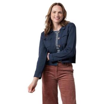 Chestnut Chic Women's Navy Knitted Coat with Turn‑Back Cuffs (Boxy Fit, Size 10)