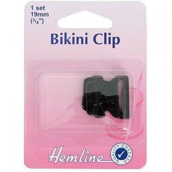 Hemline H461.B | Black Plastic Bikini Clip Fastener | 18mm (0.75in)