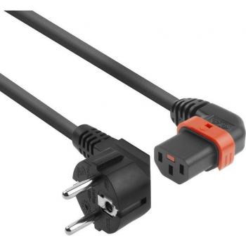 ACT CEE 7/7 Male naar C13 Haaks Netsnoer 1m Zwart