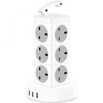 Vertical Power Tower with 12 Outlets and USB Charging