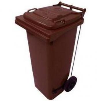 120L Brown Pedal Operated Wheelie Bin
