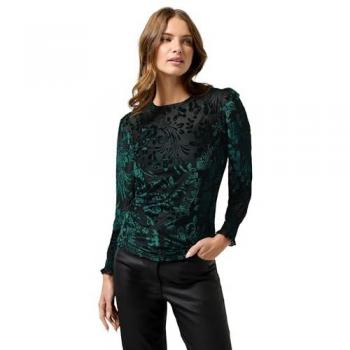 Velvet Teal Baroque Floral Crop Top – M&Co Women’s 18