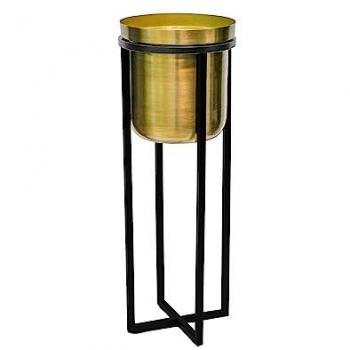 Calla Planter Stand Black/Antique Gold, H58cm x D22cm