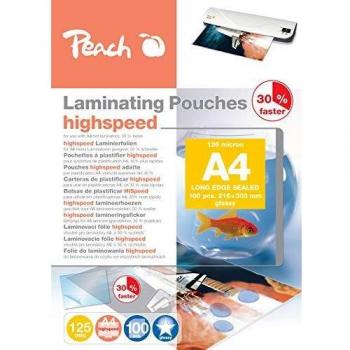 Peach Laminierfolien A4 | 125 mic | 100 Stück | HighSpeed | für alle Laminiergeräte