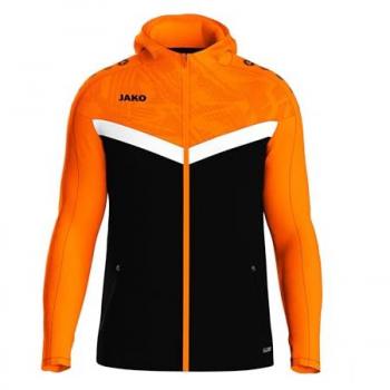 JAKO Damen Kapuzenjacke Iconic Schwarz/Orange 3XL