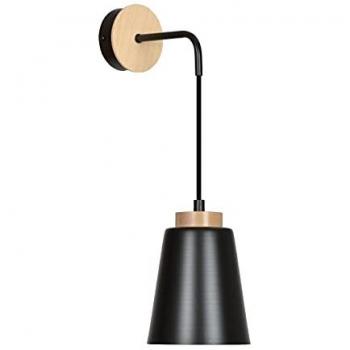 Licht-erlebnisse Wandlampe Schwarz E27 Metall Holz
