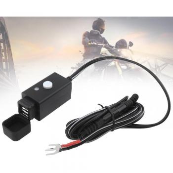 Cargador Motocicleta USB Negro ABS 10‑24 V CC 5 V 3.1 A con Botón y Protector de Polvo