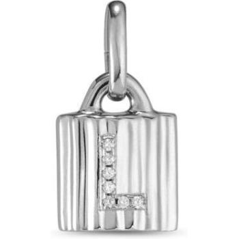 Charm candado de plata con letra de topacios brillante