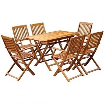 Acacia Wood 7-Piece Folding Dining Set for Outdoor Use