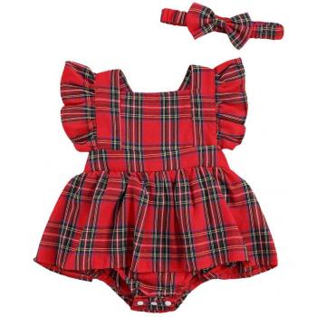 Infant Christmas Plaid One-Piece Outfit