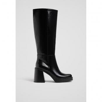 Stradivarius Elegante Plateau-Stiefel Schwarz 37