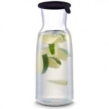 Glasdekanter mit praktischem Silikondeckel, 700 ml, schwarz