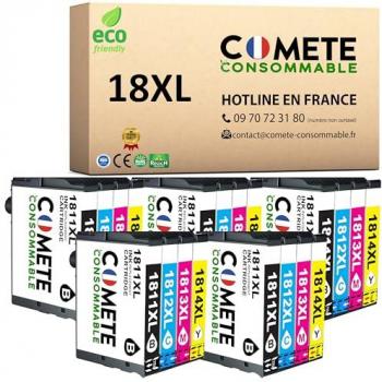 Kit d'Encre 18XL – 20 Cartouches (5 de chaque couleur) – Compatible Epson