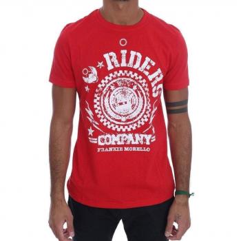 Frankie Morello Red Cotton Riders Crewneck T-Shirt