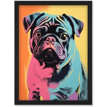 Pet Portrait Burst: Pink, Turquoise, Orange, Yellow Pug