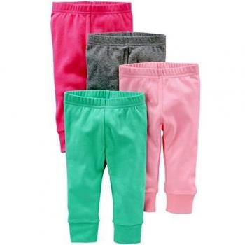 Pantalones para Niña Bebé Simple Joys by Carter's, Pack de 4, Rosa/Gris/Verde Menta, Prematuro