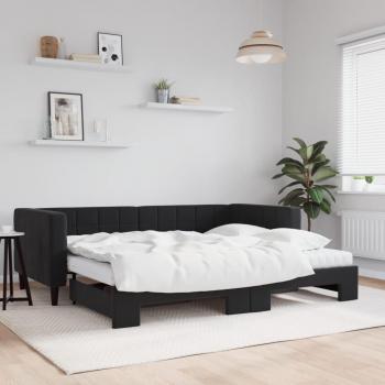 Lit de jour noir 90x200 cm avec matelas en velours