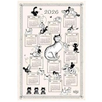 Torchon DUBOUT Calendrier des Chatons 2026 Écru 48x72