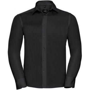 Tailored Long‑Sleeve Mens Shirt by Russell – 17” Black – Cotton