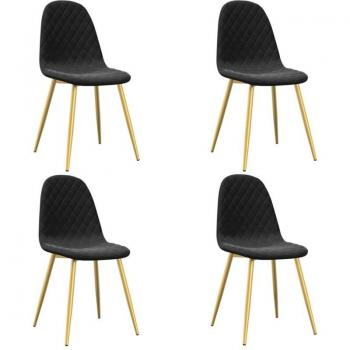 Velluto Nero Sedia Sala 4 con Ferro Oro