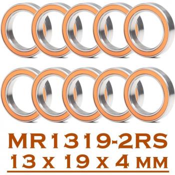 Pack 10x MR1319RS ABEC‑3 Roulement Mince 13 × 19 × 4 mm Orange