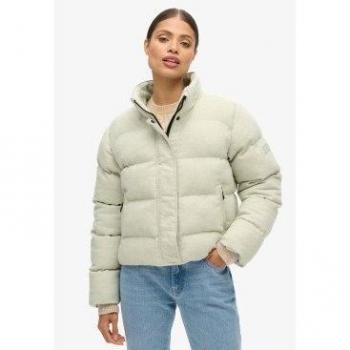 Superdry Mujer Cazadora Tweed Gris Acolchada