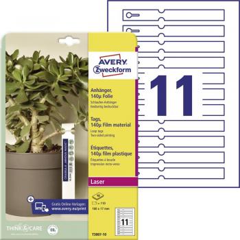 Avery T3007‑10 Étiquettes blanches rectangulaires – 110 pièces (non adhésives)