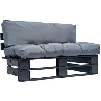 Divano da Giardino a Pallet con Cuscini in Poliestere Grigi