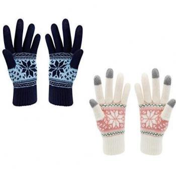 SnowPrint Royal Blue Touch‑Screen Winter Gloves – 22 cm
