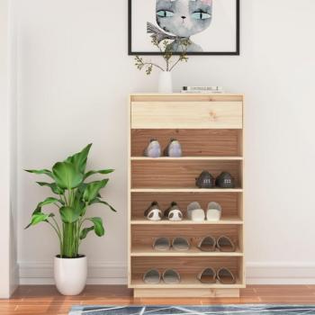 VidaXL Solid Wood Shoe Storage Unit 60x34x105 cm