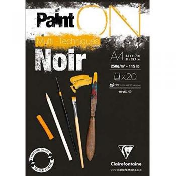 Clairefontaine Paint-ON Multi-Techniques Black Pad A4 250g 20 sheets