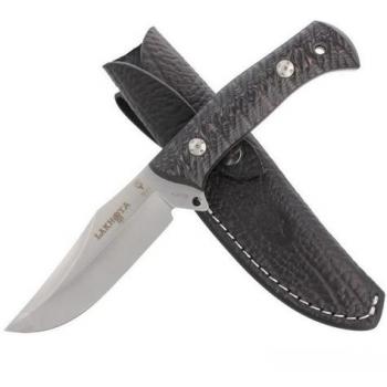 Muela Lakhota Coltello da Caccia, Micarta Nera e Marrone, Lama 12,5 cm, 286 g