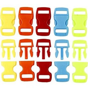 Fermeture à clic, L: 29 mm, L: 15 mm, diamètre intérieur 3x11 mm, assortie de couleurs, 100 pièces/1 paquet