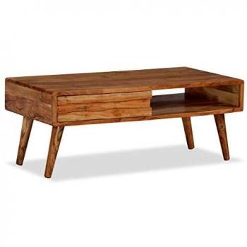 VidaXL Carved Drawer Coffee Table Solid Wood 100x50x40 cm