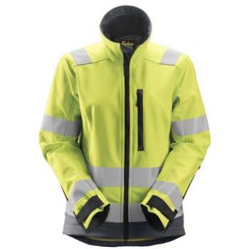 Snickers Hi‑Vis Softshell Arbeitsjacke für Frauen, AllroundWork – 2/3 – EN 20471 – Gelb/Stahlgrau
