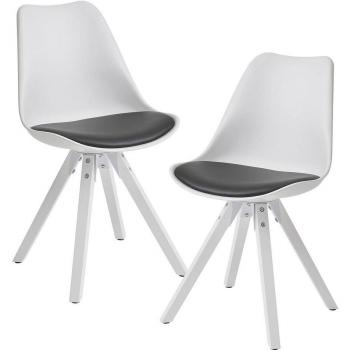 VintageLook Esszimmerstühle Duo weiß/schwarz, Größe etwa 49x87x52 cm