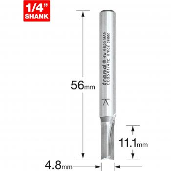 Trend CRAFTPRO Two Flute Straight Router Cutter 4.8mm 11.1MM 1/4 for Precision Woodworking