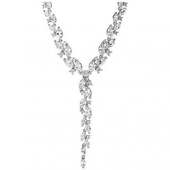 Rhodium & Cubic Zirconia Mixed Stone Necklace