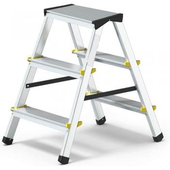 Escalera Taburete de Aluminio 3 Peldaños 125 kg Doble Ascenso