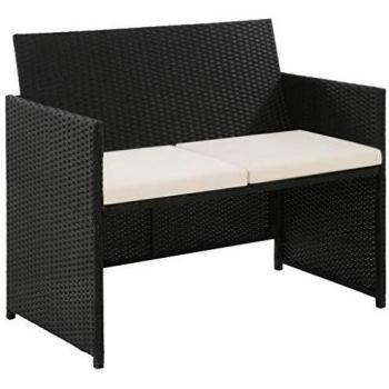 Divano da Giardino 2 Posti con Cuscini in Polyrattan
