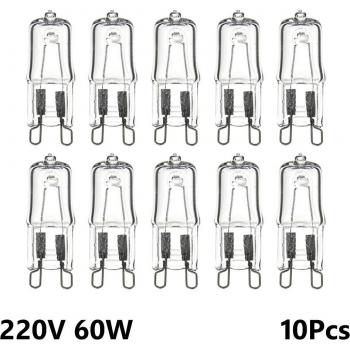 10pcs G9 20W/25W/40W/60W Halogen Bulbs, Clear Glass, 220V, Warm White 2900K